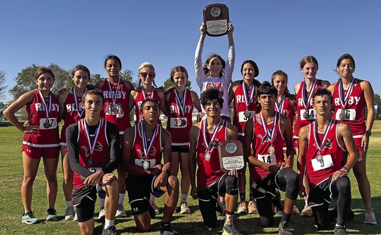The Roby Lions and Lady Lions Cross Country teams bring home medals and plaques to add to their collection this week after the Lady Lions take 1st place and the Lions 2nd place at District and earning their spot at Regionals in San Angelo in two weeks. (Photo by Mark Martinez)