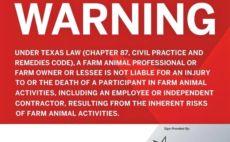 New provisions of Texas Farm Animal Liability Act go into effect Sept. 1