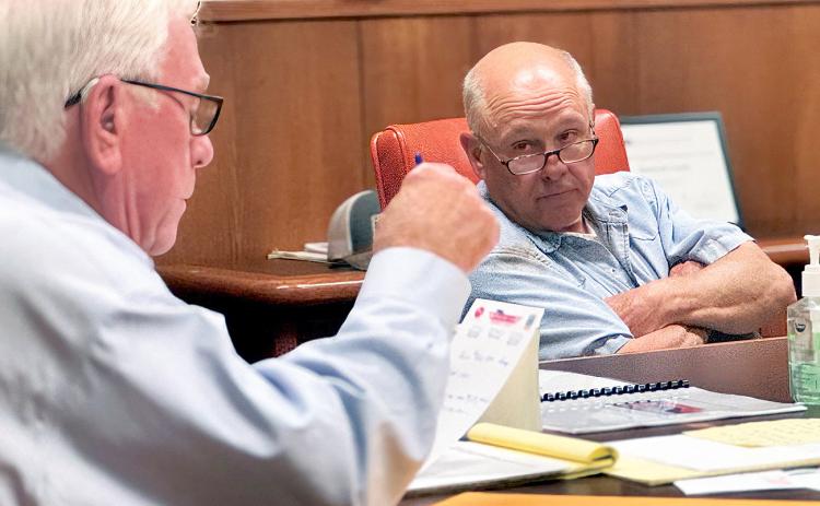Officials reviewed the Stonewall County Hazard Mitigation Plan during the April 27 commissioners meeting. Once adopted, the plan will cover the county, city, school, and hospital districts through 2031.. PHOTO BY JEFF HURT