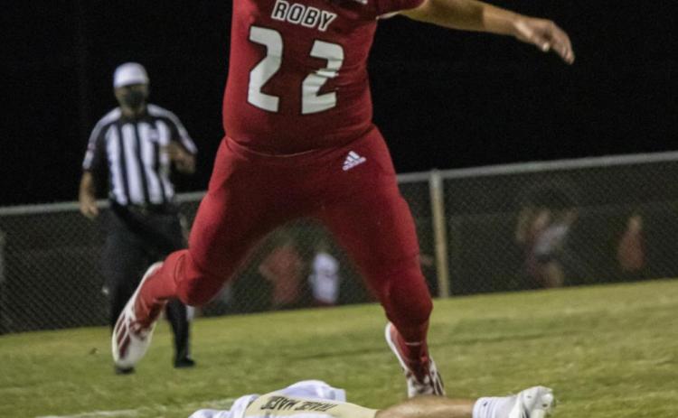 Ethan Hernandez leaps over Jaybird in Friday's 48-0 loss against Jayton