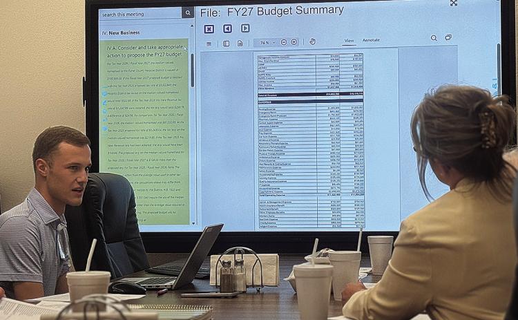 Fisher County Hospital District CFO Caleb White walks board members through the proposed budget and tax rate ahead of its formal adoption set later this month.
