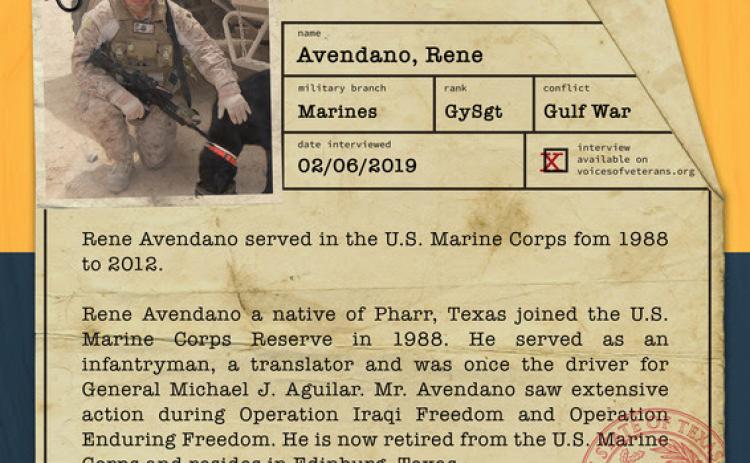 VOICES OF VETERANS: Gunnery Sergeant Rene Avendano Shares His Story of Service in the United States Marines