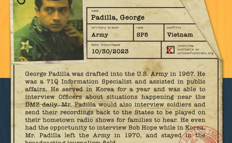 SP5 George Padilla Shares His Story of Service in the U.S. Army During the Vietnam