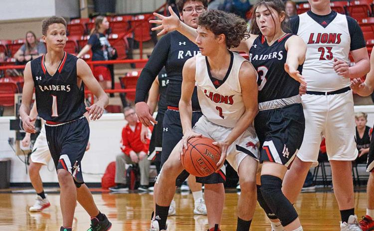Josh Adames looks for a teamate to pass back to during the games agains tLueders. (Photo by Mark Martinez)