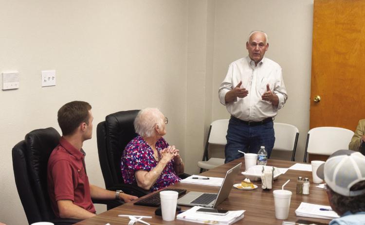 David Ramm, CEO of GGS Energy, speaks to the Fisher County Hospital District Board during its May 26 meeting, explaining the company’s request to amend its tax abatement agreement and shift the Indigo / IS245 project to a battery-only development.