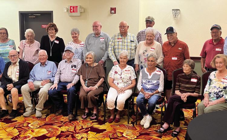 Rotan ISD classes of the 50’s. First row from left to right Darrel Hale, Cecil Lotief, Bobby Gruben, Mike Porter, Lynn Byerly, Nancy Acker, Mary Jo Park, Patsy Blount, Lulu posey, Second row: Pookey Hale, Joan Horton, Loretta Neal, Lanny Posey, Chester Rivers, Bob Sparks, Denny Ivy, Carol McCullough, Jim Ashley, James Mann, Ted posey We missed the rest of you!