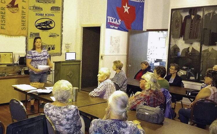 Dana Fauntrapp of Western Texas College presented the Fisher County Historical Commission's April program. Photo submitted by Roenna Thomas
