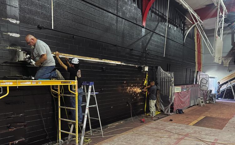 Contractors are busy at work at the Aspermont ISD gymnasium with a goal of completing the renovations ahead of the upcoming school year.