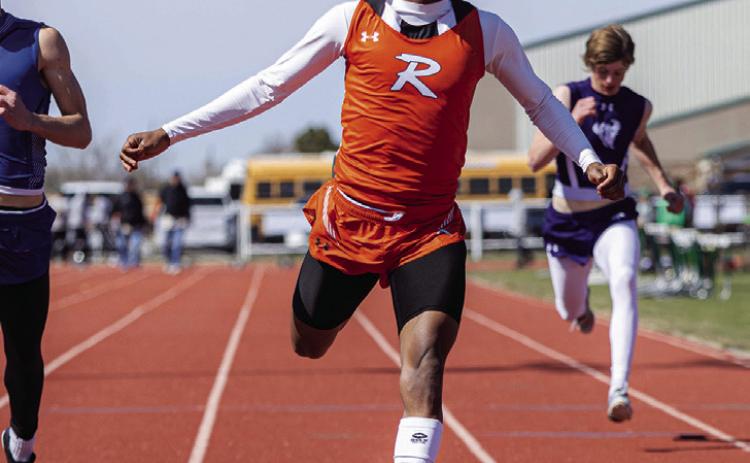 Rotan's Jordan Daniel running the 100m Dash. The Hammer varsity girls finished 11th overall while the boys finished 9th. PHOTO BY MARK MARTINEZ