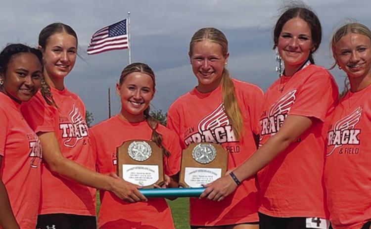 The Rotan Lady Hammer Relay Team came away with 1st Place finishes in the 4x100 &amp; 4x200 M Relays, sending them on to the R egional Meet. Courtesy Photo