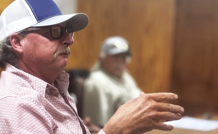 Roby City Manager Jack Brown discusses likely improvement plans should the city be awarded the estimate $6 million in grant funding through the Texas Water Development Board. PHOTO BY JEFF HURT