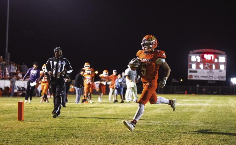 Rotan junior Cristian Garcia walks in a for a touchdown early in the fourth quarter during the Hammers close loss to Highland 24-30 last Friday night. The Hammers battled back from being down 8-22 at the half, but failed to convert crucial turnovers late in the fourth quarter to fall just short by one score. Still winless in district play, the Hammers will have one last shot this Friday against county rival Roby Lions in Roby at 7pm Photo by: Mark Martinez