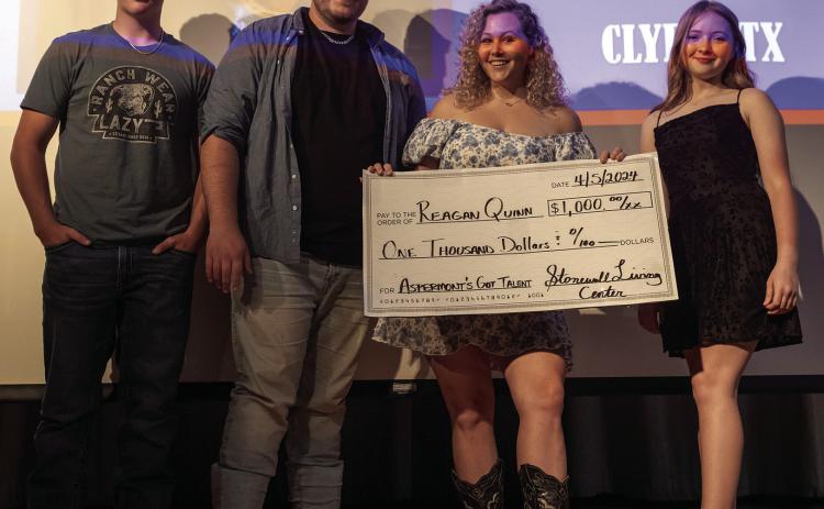 Winners of the Aspermont's Got Talent 2024 competition are pictured above, featuring from left to right: 3rd Place winners Kyler Jennings and Hunter Harris, 1st Place winner of the