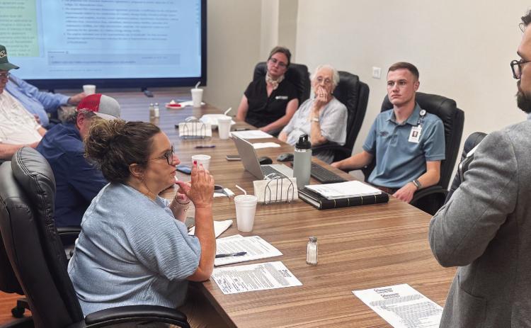 Partner with Kelly Hart &amp; Hallman and counsel representing FCHD, attorney Jeff Allen speaks to officials before the board of directors unanimously approved the amendment to Innovative Solar’s tax abatement agreement during the June 29 meeting.