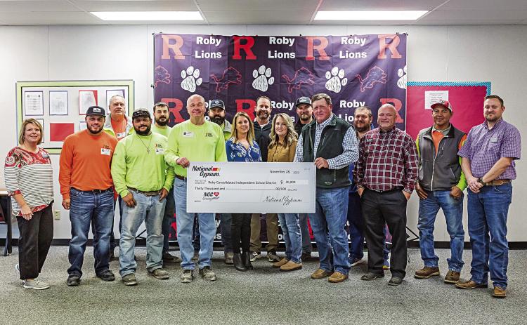 NATIONAL GYPSUM DONATES $30,000 TO ROBY CISD