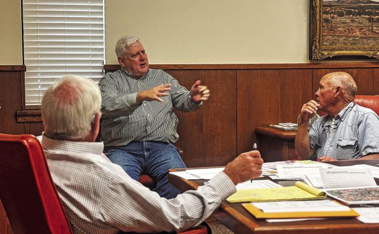 Dallas attorney James Payne speaks with Stonewall County Commissioners Court during the June 22 meeting, where he expressed interest in becoming Stonewall County’s next county attorney and expects to meet the state’s six-month residency requirement by August or September. PHOTO BY JEFF HURT