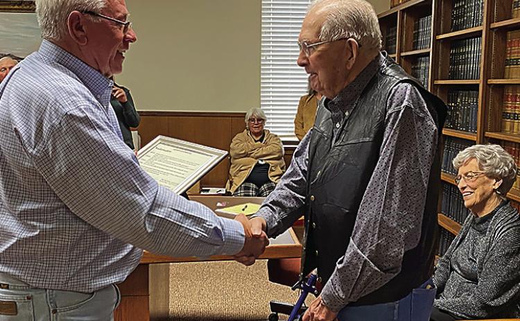 Stonewall Commissioner court officially declared January 16th as Joe E Meador day in Stonewall County at the conclusion of commessioner's court Monday morning.