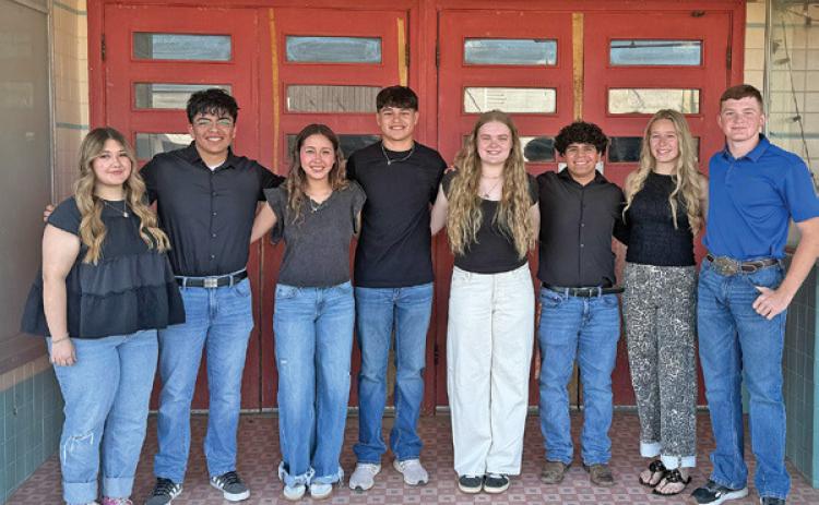 Nominees: Gracie Sartain, Roberto Perales-Garcia, Joey Lujan, Paxton Carrillo, Abigail Rivers, Draven Yanez, Talyn Lewis, Tucker McWilliams Courtesy Photo from Rotan ISD