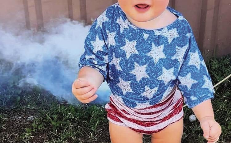 Oaklynn Harms great granddaughter of Jan Harris and great great granddaughter of Sybil Kendrick of Old Glory celebrating her Grandmother Sara Kafer's July 4th birthday. PHOTO SUBMITTED BY JAN HARRIS
