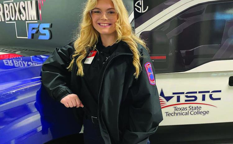 Photo caption: Kenley Johnson, a TSTC Paramedic student, also is employed with Comanche County EMS. (Photo courtesy of TSTC.)