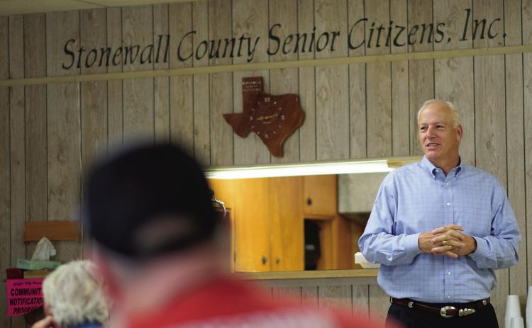HD-69 Rep. James Frank spoke to residents last week at the Stonewall Senior Citizens Center on a variety of state and local issues during a tour through the district ahead of the November Elections.