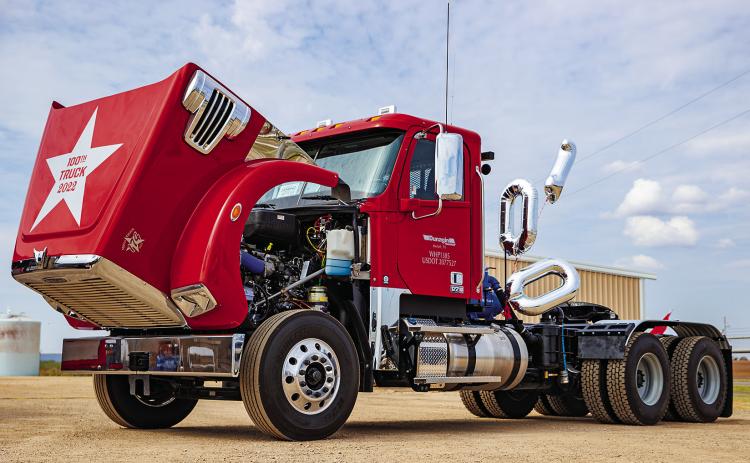 Dunagin Transport Company revealed its 100th truck during their celebration last Thursday at the Merkel yard, and also used the opportunity to celebrate employees, customers and the communities they serve.